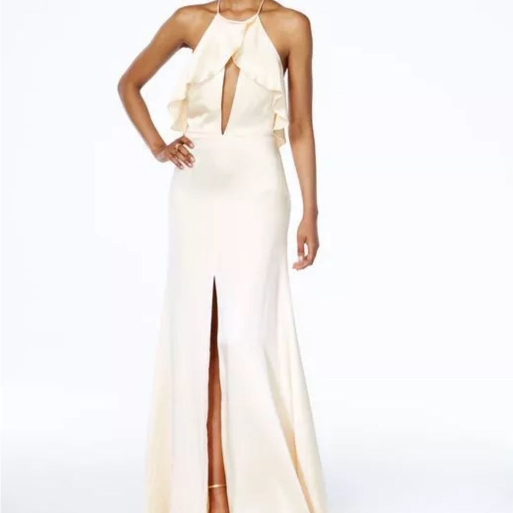 Elegant Cream Halter Maxi Dress